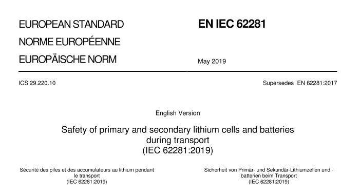 EN IEC 62281:2019 pdf download