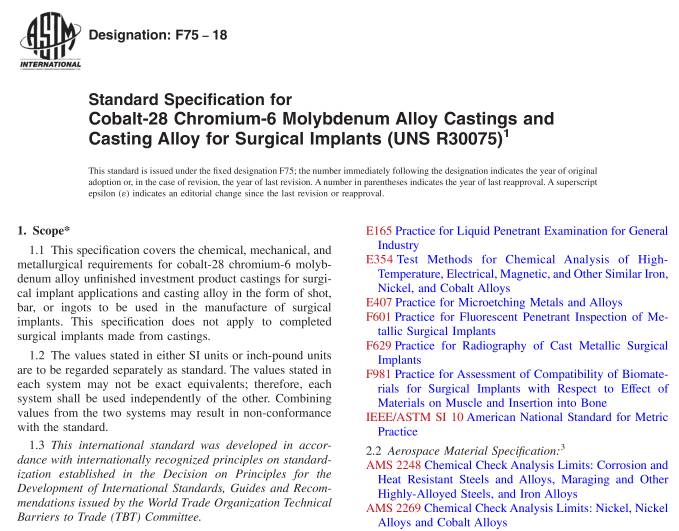 ASTM F75-18 pdf download