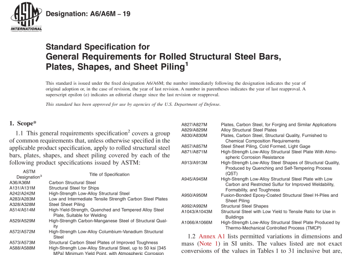 ASTM A6-19 pdf download