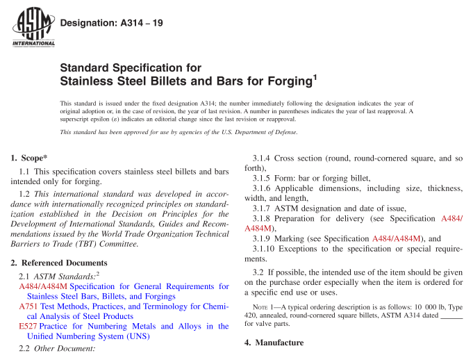 ASTM A314-19 pdf download