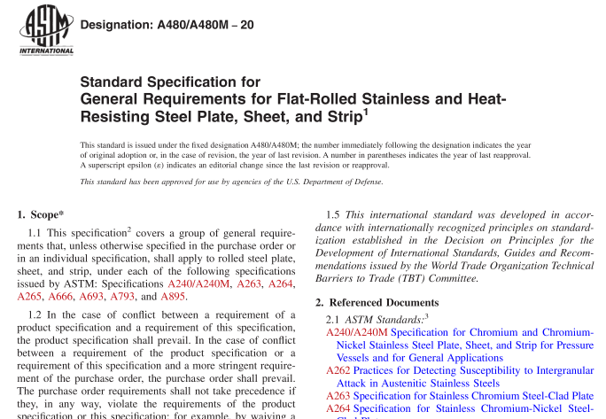 ASTM A480-20 pdf download