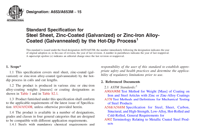 ASTM A653-15 pdf download