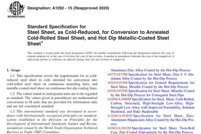 ASTM A1092-15(R2020) pdf download