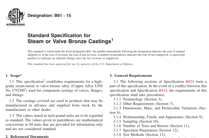ASTM B61-15 pdf download