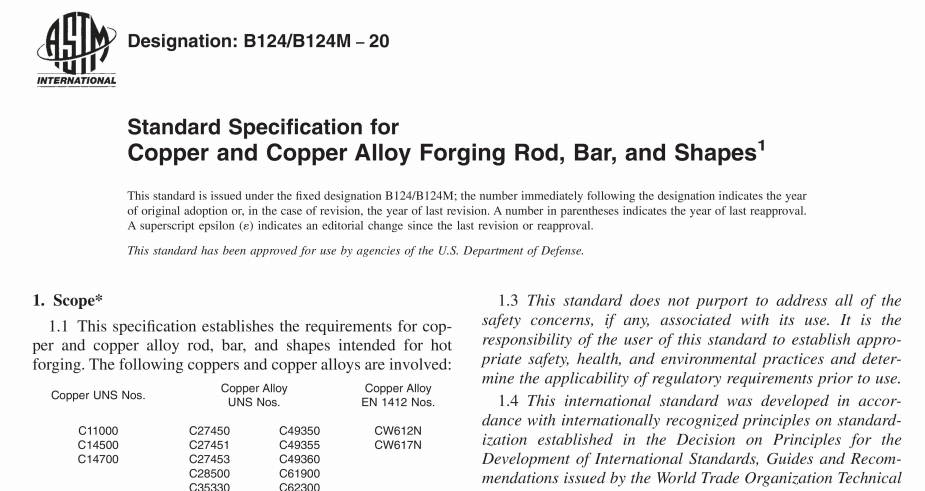 ASTM B124-20 pdf download