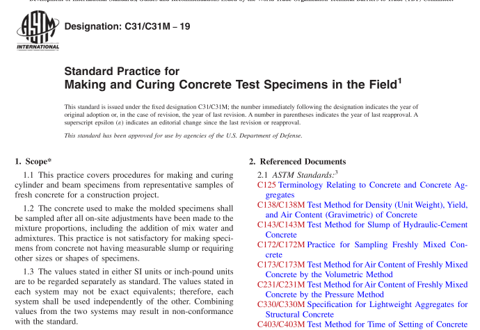 ASTM C31-19 pdf download
