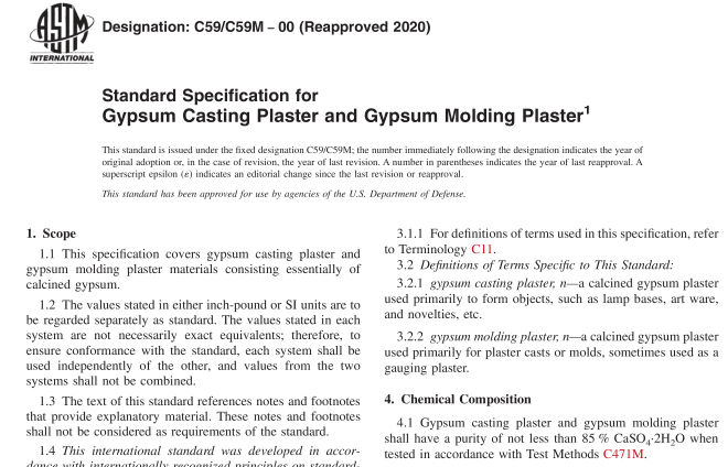 ASTM C59-00(R2020) pdf download