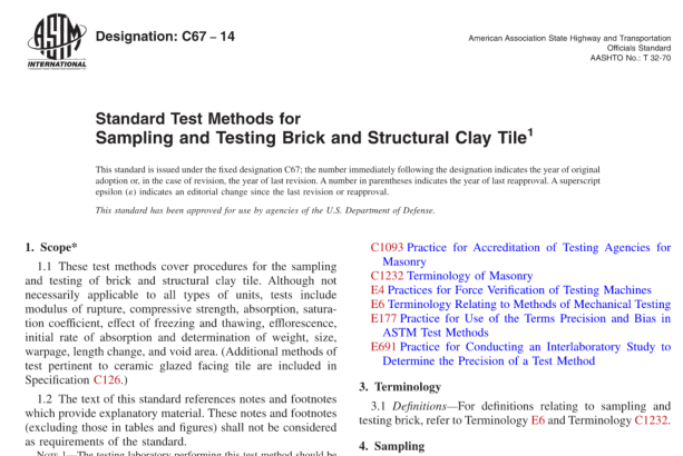 ASTM C67-14 pdf download
