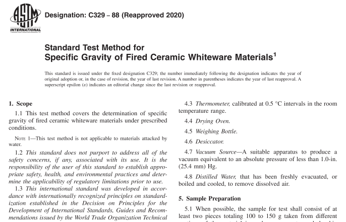 ASTM C329-88(R2020) pdf download