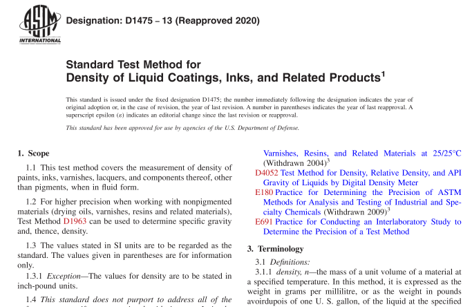 ASTM D1475-13(R2020) pdf download