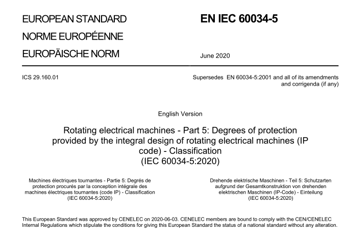 EN IEC 60034-5:2020 pdf download