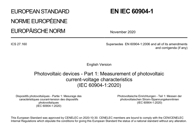 EN IEC 60904-1:2020 pdf download