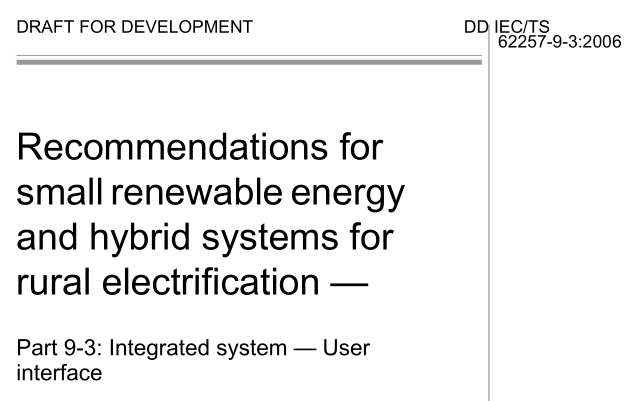 DD IEC TS 62257-9-3:2007 pdf download